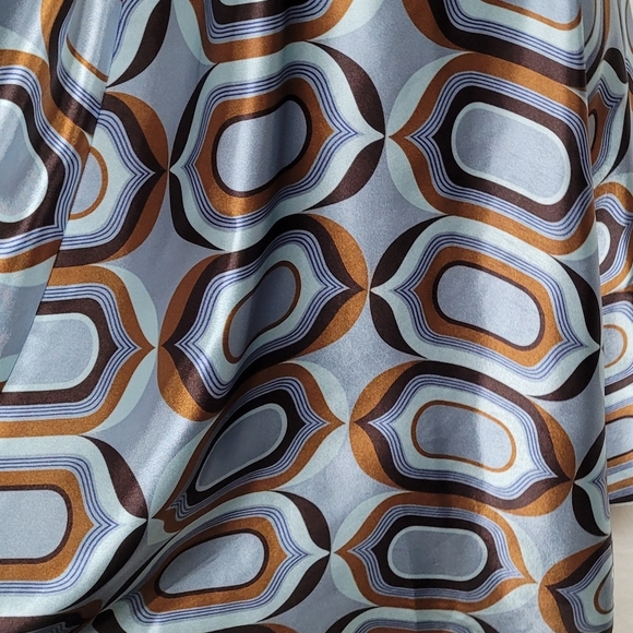 90s Vintage My Michelle Retro Geometric Print Satin Racerback Mini Slip Dress M - Picture 5 of 11